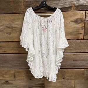 Lilly Pulitzer Atley Ruffle lace coverup, White, size S/M